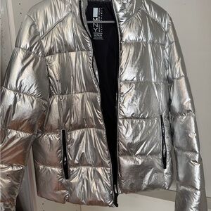 Silver Metallic Puffer Jacket